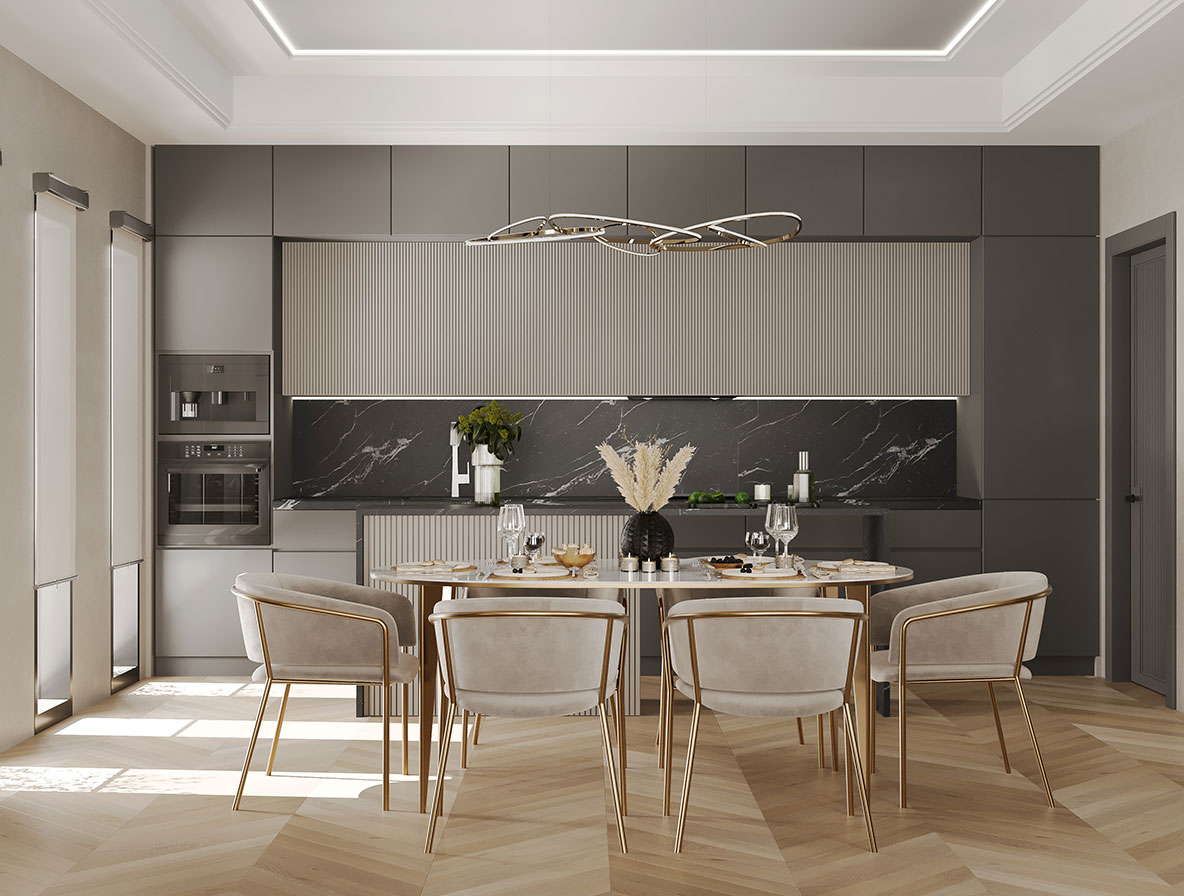 Fisher Island Nero Marquina & Fluted Slate Kitchen