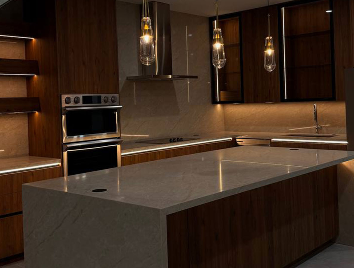 Pinecrest Rare Exotic Wood Veneer Kitchen