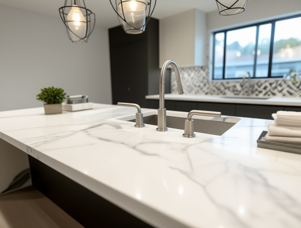 Coconut Grove High-Contrast Charcoal & Calacatta Quartz Kitchen